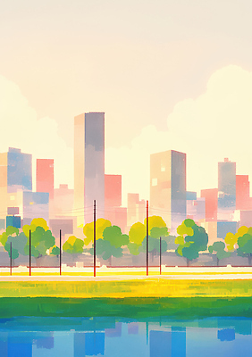 주간 식물 건축물 공공시설 컨셉 노을 그림 생태계 파일형식 AI콘텐츠 도시 건물 고층 초원 공원 일출 풍경 자연 나무 모션 하늘 아침 추억 풍경화 JPG 국내일러스트 일러스트 AI일러스트