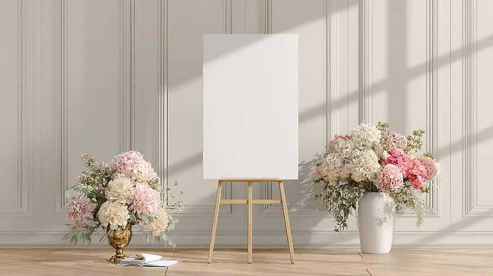 JPG 편집이미지 디자인 꽃 예술 꽃다발 벽면 장식 꽃병 흰색 나무바닥 창의성 플로리스트 목업 편집실사 식물 직업 벽 컬러 바닥 CG 파일형식