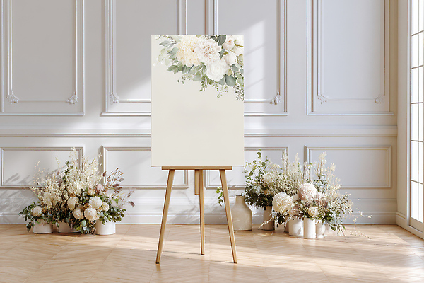 JPG 나무 편집이미지 디자인 꽃 백그라운드 실내 장식 인테리어 공간 방 흰색 이젤 그림 밝은색 플로리스트 목업 편집실사 식물 직업 컬러 내부 미술도구 CG 파일형식