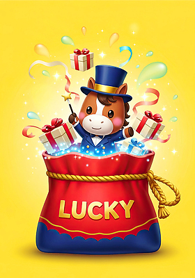 편집이미지 감정 컬러 컨셉 포유류 전통소품 표정 선물 신체부위 상자 십이지신 말_동물 연도 파일형식 2026년 AI콘텐츠 행운 주머니 마법사 캐릭터 축제 마법 포장 기쁨 이벤트 손 웃음 노란색 JPG 선물상자 복주머니 붉은말 병오년 새해 말띠 이미지편집 AI컴퓨터그래픽