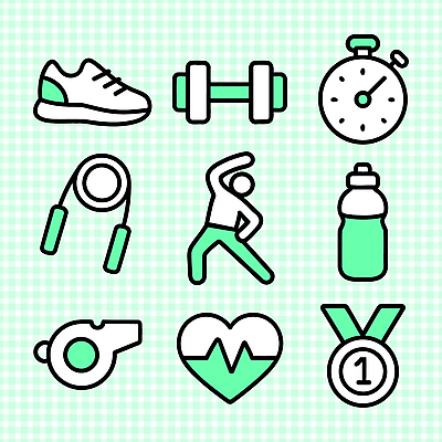 아이콘 음식 스포츠 운동화 건강 운동복 운동 헬스 스트레칭 아령 맥박 몸무게 물병 메달 체육 오브젝트 줄넘기 스톱워치 2D아이콘 AI파일 옷 시계 신발 의학 물통 상_상패 파일형식 벡터