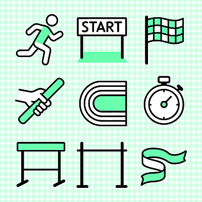 아이콘 손 스포츠 운동선수 경기 달리기 운동 깃발 바 체육 오브젝트 준비 트랙 타이머 릴레이 출발선 2D아이콘 AI파일 모션 건강 신체부위 출발 파일형식 벡터