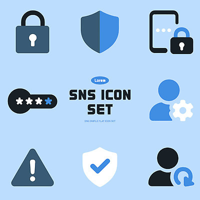 아이콘 모바일 스크린 정보 암호 알림 오브젝트 잠금 보안 방패 설정 소셜미디어 소프트웨어 인증 사용자 2D아이콘 AI파일 컨셉 안전 파일형식 벡터