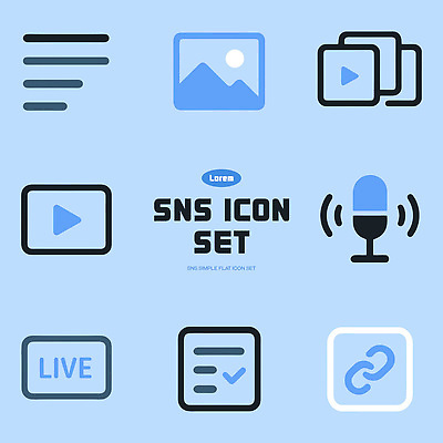 아이콘 디자인 백그라운드 그래픽 세트 어플리케이션 접속 마이크 오브젝트 심플 방송 이미지 소셜미디어 평면 2D아이콘 AI파일 음향기기 파일형식 벡터