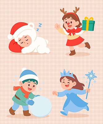 옷 크리스마스 겨울 일러스트 모션 눈사람 동화 선물 웃음 장식 장난감 달리기 소풍 축제 곰인형 놀기 홀리데이 환상 국내일러스트 AI파일 계절 기념일 인형 컨셉 휴가 표정 야외활동 파일형식 벡터