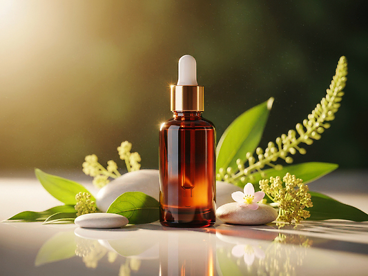 JPG 식물 편집이미지 잎 자연 탁자 유리병 건강 장식 햇빛 뷰티 조약돌 아로마 스킨케어 편집실사 AI컴퓨터그래픽 AI콘텐츠 가구 병_용기 태양 돌_바위 CG 생태계 파일형식