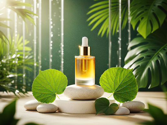 JPG 식물 편집이미지 여유 자연 건강 관리 초록색 빛 뷰티 화장품 돌_바위 물방울 피부 테라피 세럼 편집실사 AI컴퓨터그래픽 AI콘텐츠 감정 컬러 신체부위 CG 생태계 파일형식