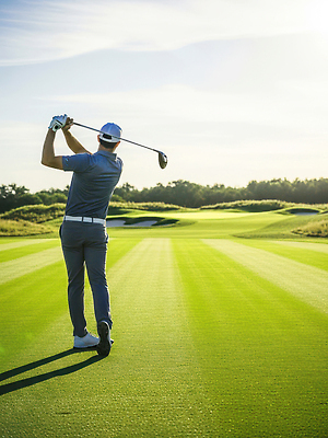 JPG 나무 편집이미지 남자 스포츠 골프 자연 필드 하늘 레저 골프클럽 경기 잔디 여름 운동 햇빛 스윙 편집실사 AI인물포토 AI콘텐츠 식물 계절 포즈 건강 사람 태양 구기 CG 생태계 파일형식 AI포토