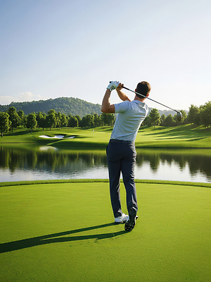 JPG 나무 편집이미지 남자 골프 자연 풍경 경기 잔디 초원 물 운동 스윙 즐거움 클럽 샷 오후 편집실사 AI인물포토 AI콘텐츠 자연요소 식물 감정 스포츠 포즈 자세 건강 사람 구기 CG 생태계 파일형식 AI포토