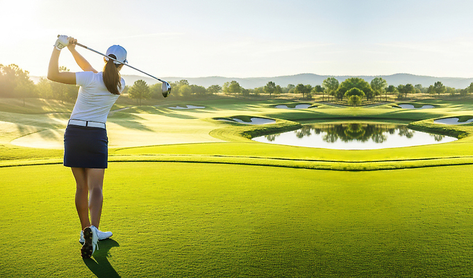 JPG 나무 편집이미지 여자 스포츠 골프 아침 날씨 산 수영장 풍경 잔디 야외 운동 골퍼 클럽 액션 편집실사 AI인물포토 AI콘텐츠 주간 식물 운동선수 건강 사람 구기 CG 파일형식 AI포토