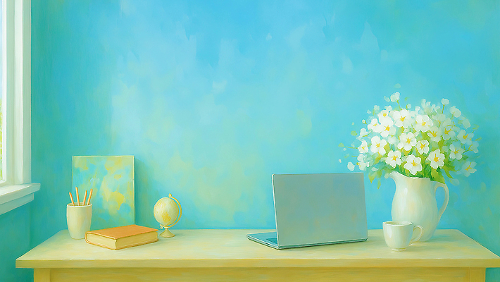 JPG 주간 디자인 꽃 커피 벽 일러스트 창문 책 노트북 사무실 필기구 지구본 꽃병 책상 국내일러스트 AI일러스트 AI콘텐츠 자연요소 식물 음료 가구 비즈니스 문구용품 전자제품 파일형식