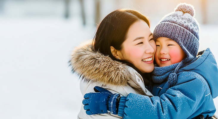 잡화 계절 기념일 감정 상의 가족 관계 안기 표정 사람 CG 파일형식 겨울 포옹 엄마 어린이 따뜻함 미소 공간 순간 사랑 행복 크리스마스 외투 장갑 편집이미지 편집실사 JPG