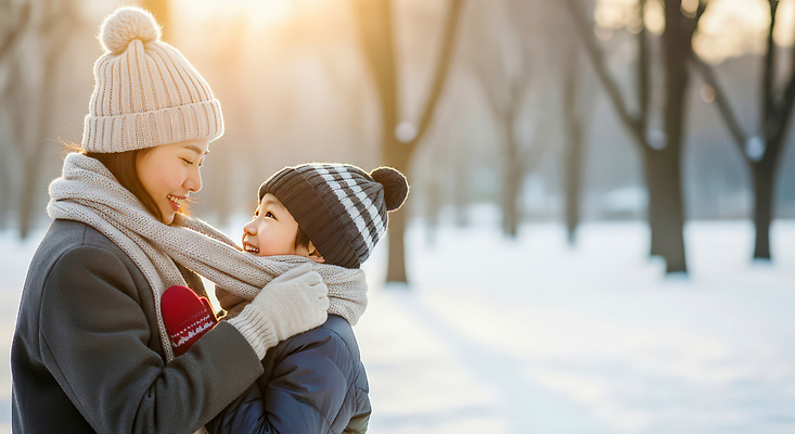 자연요소 식물 잡화 계절 공공시설 감정 가족 관계 날씨 표정 사람 태양 CG 파일형식 겨울 엄마 어린이 공원 웃음 목도리 햇빛 사랑 행복 나무 바람 편집이미지 편집실사 JPG