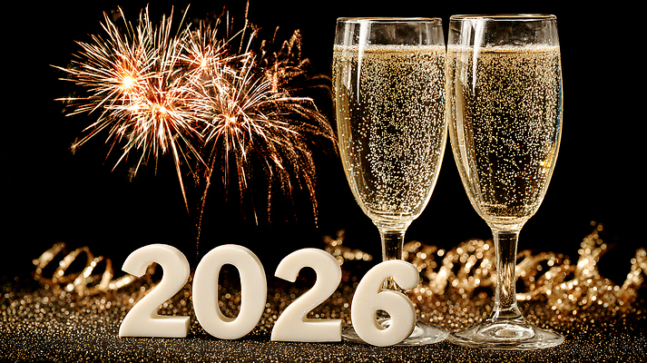 JPG 편집이미지 음료 잔 새해 기념 불꽃놀이 이벤트 파티 축제 기쁨 축하 화려 샴페인 즐거움 스파클링와인 2026년 이미지편집 병오년 AI컴퓨터그래픽 AI콘텐츠 식기 감정 컨셉 놀이 주류 연도 탄산 파일형식