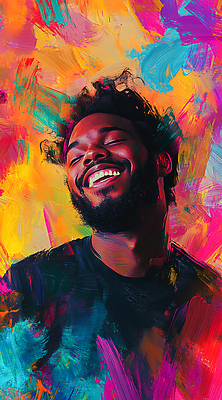 JPG 남자 행복 감정 예술 컬러 백그라운드 일러스트 표정 밝음 웃음 사람 머리 표현 찡그림 구급차 피부 즐거움 그림 창의성 스타일 국내일러스트 AI일러스트 AI콘텐츠 자동차 신체부위 파일형식