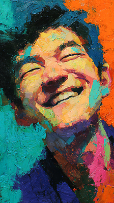 JPG 남자 행복 감정 얼굴 예술 컬러 백그라운드 일러스트 미소 웃음 광선 표현 즐거움 그림 질감 작품 초상화 색채 창작 국내일러스트 AI일러스트 AI콘텐츠 표정 미술 사람 신체부위 파일형식