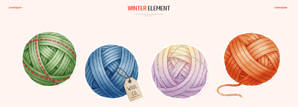 도형 계절 컬러 모션 취미 도구 직물 실 공예 파일형식 털실 실타래 겨울 재료 바늘 뜨개질 만들기 디자인 공예품 수공예 패브릭 주황색 파란색 초록색 보라색 원형 PSD 일러스트 국내일러스트