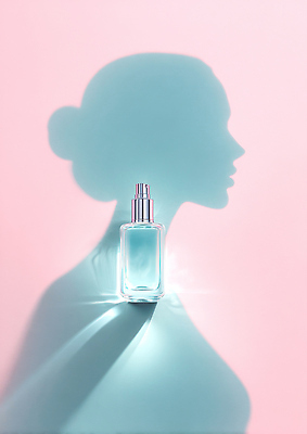 JPG 모델 편집이미지 디자인 여자 실루엣 분홍색 포즈 백그라운드 조명 뷰티 화장품 투명 상품 알림 향수 스타일 이미지편집 AI컴퓨터그래픽 AI콘텐츠 컬러 촬영기법 사람 파일형식