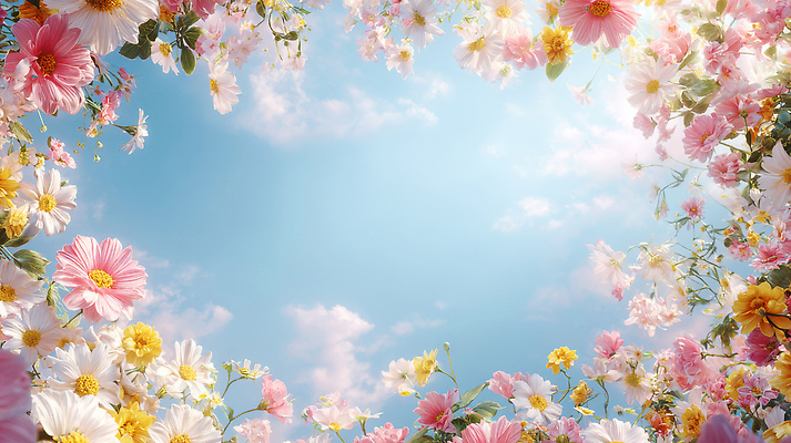 식물 편집이미지 계절 꽃 프레임 생태계 파일형식 하늘 봄 컬러 자연 풍경 꽃밭 환경 뷰티풀 감정 잔디 이미지편집 JPG 꽃프레임