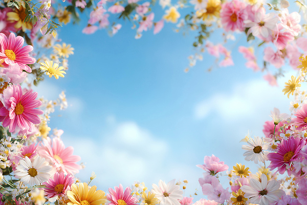 식물 편집이미지 계절 꽃 곤충 프레임 생태계 파일형식 하늘 자연 여름 풍경 뷰티풀 만개 컬러 잔디 나비 조화 이미지편집 JPG 꽃프레임