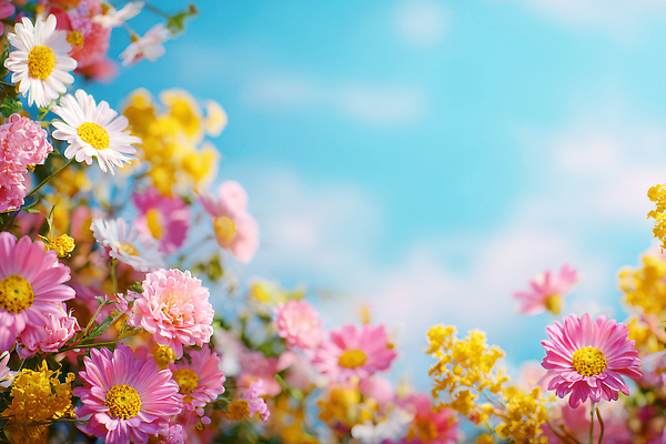 식물 편집이미지 계절 공공시설 꽃 프레임 생활 태양 생태계 파일형식 컬러 하늘 봄 여름 자연 풍경 뷰티풀 공원 라이프 야외 꽃밭 햇빛 이미지편집 JPG 꽃프레임