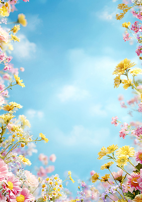 식물 편집이미지 계절 꽃 프레임 라이프 태양 생태계 파일형식 하늘 풍경 자연 날씨 봄 컬러 뷰티풀 일상 햇빛 이미지편집 JPG 꽃프레임