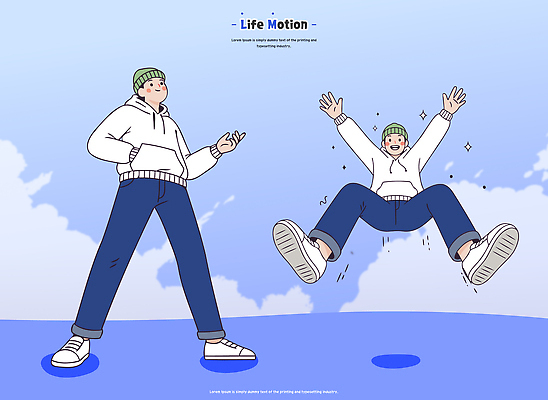 캐릭터 손 남자 포즈 하늘색 백그라운드 신체 일러스트 모션 발 웃음 달리기 운동 표현 춤 잡기 즐거움 액션 스타일 국내일러스트 AI파일 감정 문화예술 표정 건강 사람 신체부위 파란색 파일형식 벡터