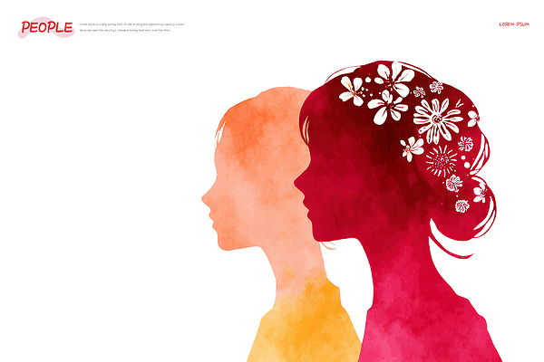 모양 PSD 디자인 꽃 감정 실루엣 어린이 예술 컬러 백그라운드 일러스트 사람 성인 옆모습 장식 표현 그림 작품 다음 창작 국내일러스트 식물 뷰포인트 촬영기법 미술 파일형식