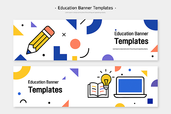 도형 템플릿 디자인 배너 배너템플릿 교육 컬러 백그라운드 텍스트 그래픽 책 노트북 학습 연필 자료 AI파일 학용품 전자제품 필기구 파일형식 벡터