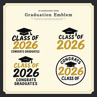 디자인 백그라운드 일러스트 학사모 졸업 기념 졸업생 이벤트 그래픽 축하 연도 심볼 클래스 스타일 2026년 국내일러스트 AI파일 모자_잡화 교육 컨셉 파일형식 벡터