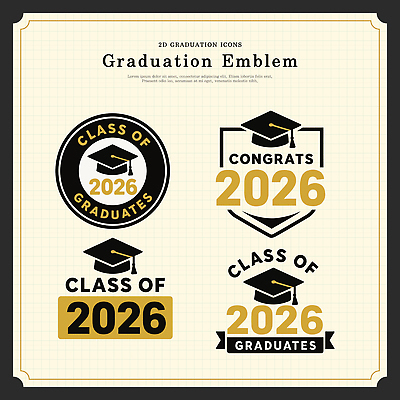 디자인 백그라운드 일러스트 학사모 졸업 졸업식 기념 졸업생 그래픽 축하 심볼 심플 스타일 2026년 국내일러스트 AI파일 모자_잡화 교육 컨셉 연도 파일형식 벡터