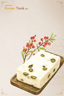 PSD 나무 전통 열매 한식 음식 일러스트 디저트 떡 한국 쟁반 요리 과자 식사 전통음식 견과류 이미지 팥 먹거리 콩떡 간편조리식품 국내일러스트 식물 아시아 파일형식