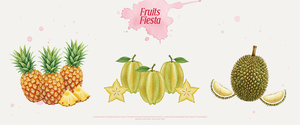 PSD 식물 컬러 과일 일러스트 자연 열대 종류 농장 성장 신선 맛 자르기 배열 파인애플 열대과일 장면 나란히 두리안 스타프루트 국내일러스트 컨셉 농업 모션 생태계 파일형식