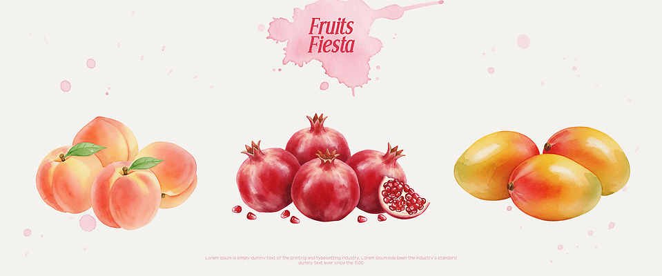 모양 PSD 디자인 예술 음식 컬러 과일 일러스트 재료 자연 디지털 축제 표현 신선 그림 복숭아 석류 망고 조화 정물화 테마 국내일러스트 열대과일 생태계 파일형식