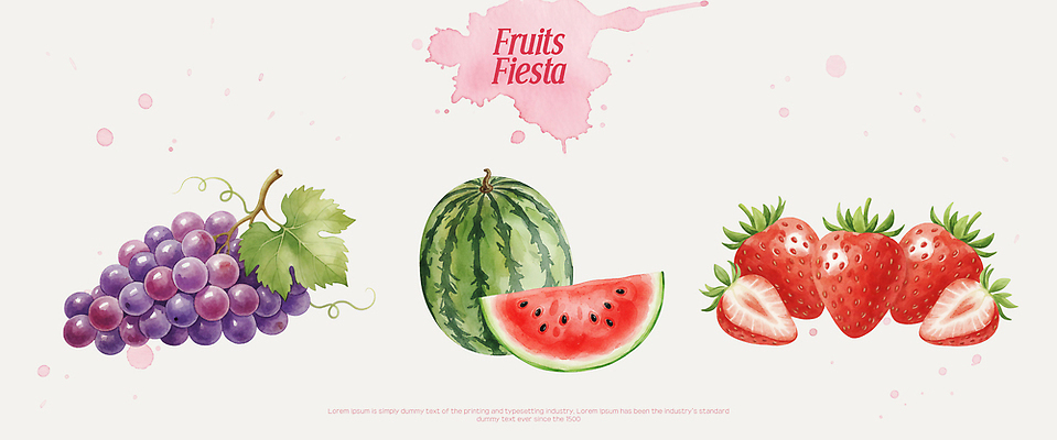 PSD 디자인 예술 음식 컬러 과일 일러스트 자연 딸기 포도 디저트 수박 건강 식사 물감 신선 맛 먹거리 국내일러스트 컨셉 미술도구 생태계 파일형식