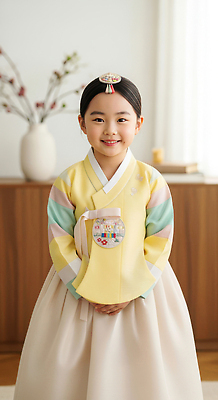 JPG 편집이미지 전통 기념일 화분 어린이 가구 가족 새해 한국 실내 웃음 소녀 이벤트 한복 즐거움 주말 의료성형뷰티 편집실사 AI인물포토 AI콘텐츠 한국전통 여자 감정 아시아 생활용품 관계 표정 사람 내부 전통의상 CG 파일형식 AI포토