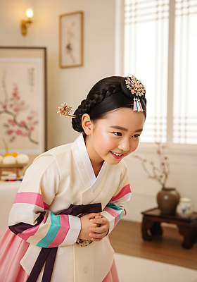 JPG 편집이미지 전통 옷 명절 문화 어린이 가족 새해 한국 웃음 소녀 이벤트 장식 방 인사 체험 한복 오브젝트 의료성형뷰티 편집실사 AI인물포토 AI콘텐츠 한국전통 여자 기념일 아시아 컨셉 관계 표정 사람 예절 전통의상 CG 파일형식 AI포토