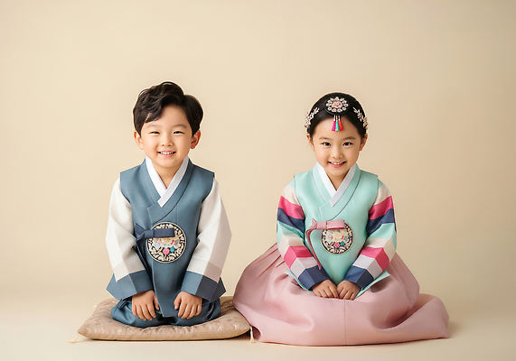 한국전통 여자 남자 어린이 관계 모션 표정 사람 전통의상 CG 파일형식 한복 전통 웃음 앉기 미소 소년 소녀 문화 옷 친구 JPG 편집실사 편집이미지 의료성형뷰티 새해