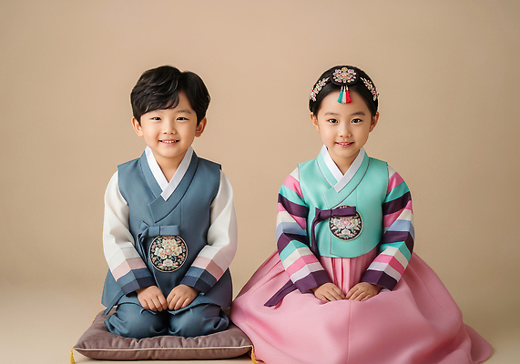 한국전통 여자 남자 아시아 어린이 모션 사람 전통의상 CG 파일형식 한복 소년 소녀 앉기 한국 전통 문화 이벤트 옷 컬러 패션 JPG 편집실사 편집이미지 의료성형뷰티 새해