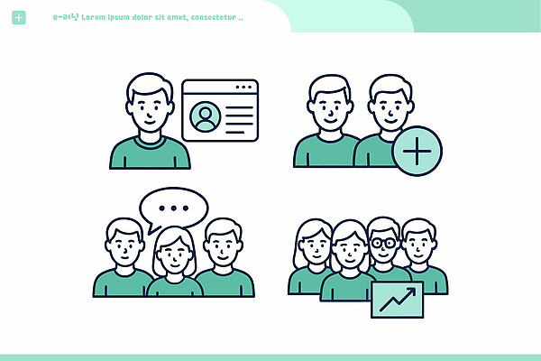 교육 다수 컨셉 비즈니스 관계 말하기 사람 네트워크 파일형식 벡터 소통 온라인 대화 그룹 상호작용 아이디어 정보 친구 연결 모션 성장 참여 커뮤니티 네트워킹 의견 협상 여러명 일러스트 국내일러스트 AI파일 학습 전자책 전자