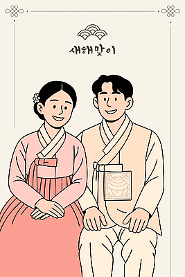 한국전통 커플 명절 감정 아시아 컨셉 모션 표정 사람 이벤트 신체부위 전통의상 파일형식 벡터 새해 부부 한복 전통 축하 미소 한국 문화 옷 기념일 행복 앉기 남자 여자 백그라운드 오브젝트 손 일러스트 국내일러스트 AI파일 설날