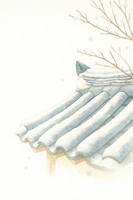 JPG 나무 한국전통 건축 겨울 일러스트 자연 지붕 한옥 풍경 취미 고요 감상 흰색 나뭇가지 눈송이 조용 기와지붕 국내일러스트 AI일러스트 AI콘텐츠 식물 전통 계절 컬러 고건축 한국 눈_날씨 기와 생태계 파일형식