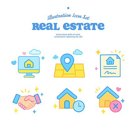 건물 전자제품 재산 파일형식 벡터 부동산 컴퓨터 지도 계약서 주택 서비스 거래 정보 마케팅 알림 그림 디자인 상징 AI파일 일러스트 국내일러스트
