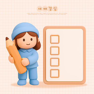 PSD 편집이미지 캐릭터 손 디자인 모션 새해 파란색 연필 흰색 계획 결심 즐거움 오브젝트 그림 만들기 체크리스트 편집3D 감정 컬러 컨셉 학용품 신체부위 필기구 3D 파일형식