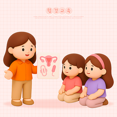 PSD 편집이미지 학생 여자 교육 청소년 수업 건강 설명 소녀 강사 자료 정보 그림 자궁 반응 생리 생리대 성교육 월경 탐폰 편집3D 직업 어린이 모션 사람 3D 장기_의학 여성용품 생리현상 파일형식