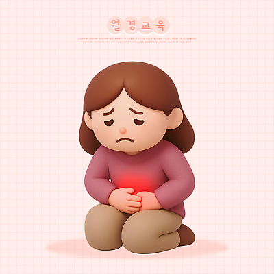 PSD 편집이미지 캐릭터 여자 감정 컬러 청소년 소녀 일상 고통 슬픔 표현 좌절 무릎꿇기 생리 생리통 성교육 월경 복부 편집3D 교육 어린이 컨셉 모션 사람 라이프 신체부위 3D 생리현상 파일형식