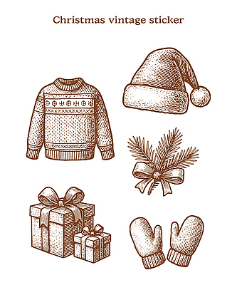 디자인 기념일 리본 스티커 크리스마스 겨울 일러스트 가족 선물 이벤트 장식 크리스마스트리 축제 기쁨 빈티지 스웨터 겨울옷 손모아장갑 국내일러스트 AI파일 옷 계절 감정 장갑 컨셉 상의 관계 파일형식 벡터
