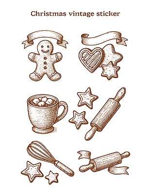 디자인 별 스티커 크리스마스 겨울 일러스트 디저트 선물 장식 쿠키 제과 축제 하트 그림 복고 제빵 거품기 밀대 마시멜로우 진저쿠키 국내일러스트 AI파일 자연요소 모양 계절 기념일 음식 주방용품 제과제빵 파일형식 벡터