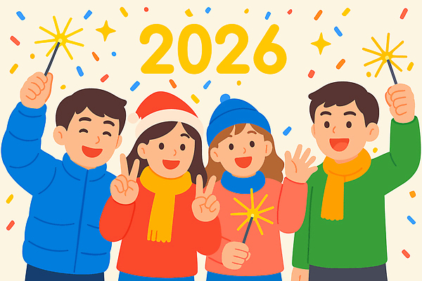 잡화 계절 감정 종이 컨셉 관계 놀이 표정 말하기 이벤트 신체부위 목도리 연도 파일형식 벡터 2026년 새해 불꽃놀이 사람 모임 축하 즐거움 손 웃음 파티 색종이 가방 스카프 겨울 모션 가족 친구 대화 기념일 국내일러스트 일러스트 AI파일 연말 기념 병오년