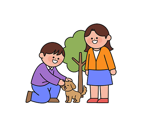 나무 동물 행복 어린이 일러스트 모션 자연 함께함 웃음 소녀 소년 야외 친구 반려동물 기쁨 강아지 무릎 장면 놀기 쓰다듬기 국내일러스트 AI파일 식물 여자 남자 감정 컨셉 관계 표정 사람 신체부위 개 생태계 파일형식 벡터